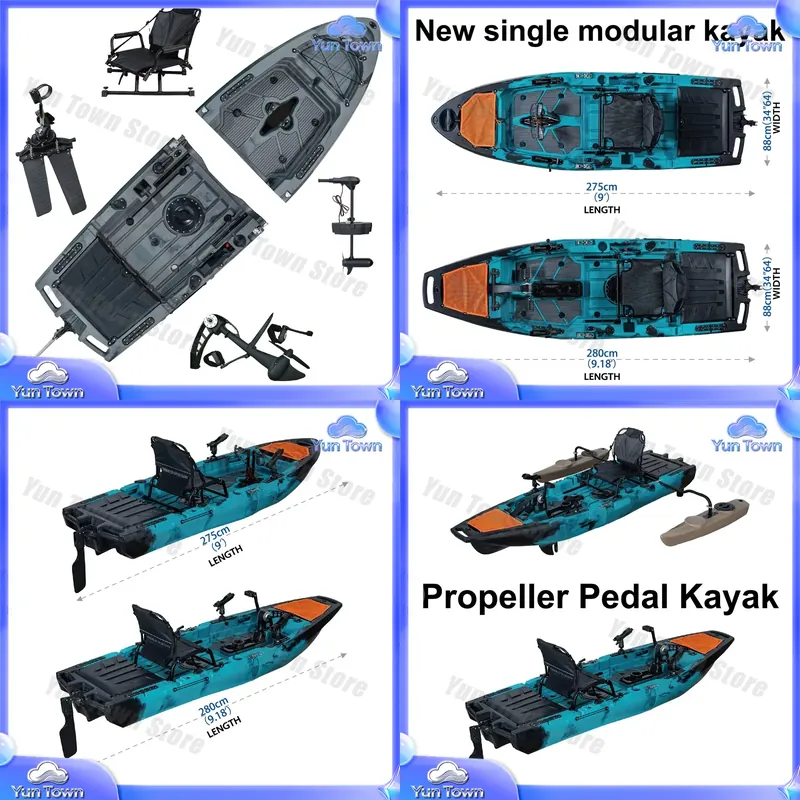 Fishing Kayak Pedal Drive - Kayak modular de 9.5 pies, tipo